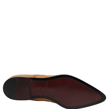 Dolce & Gabbana Brown Leather Lace Up Men Derby Dress Shoes