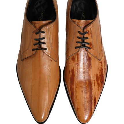 Dolce & Gabbana Brown Leather Lace Up Men Derby Dress Shoes