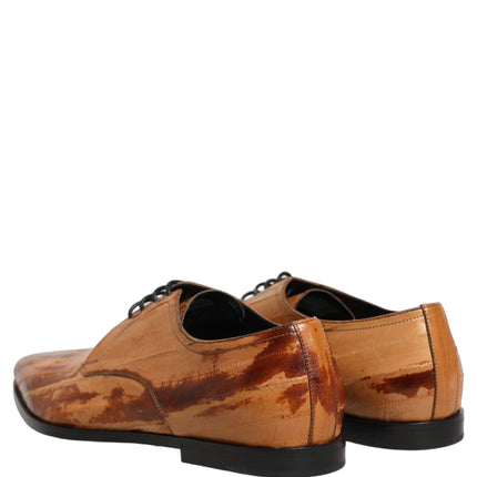 Dolce & Gabbana Brown Leather Lace Up Men Derby Dress Shoes