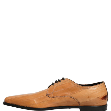 Dolce & Gabbana Brown Leather Lace Up Men Derby Dress Shoes