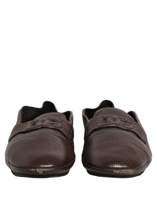 Dolce & Gabbana Brown Deerskin Leather Driver Loafers Shoes