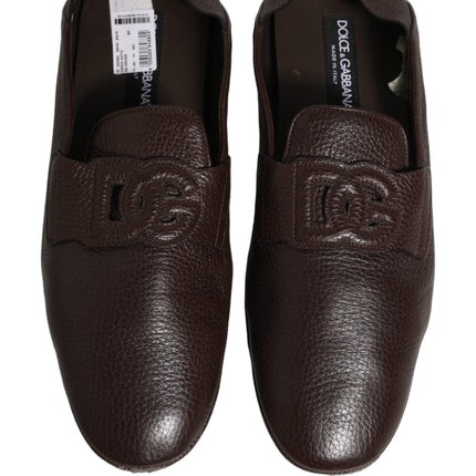 Dolce & Gabbana Brown Deerskin Leather Driver Loafers Shoes