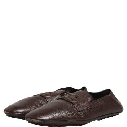 Dolce & Gabbana Brown Deerskin Leather Driver Loafers Shoes