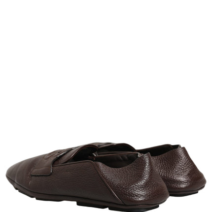 Dolce & Gabbana Brown Deerskin Leather Driver Loafers Shoes
