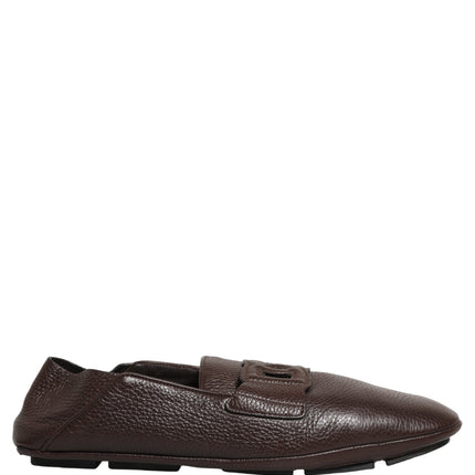 Dolce & Gabbana Brown Deerskin Leather Driver Loafers Shoes
