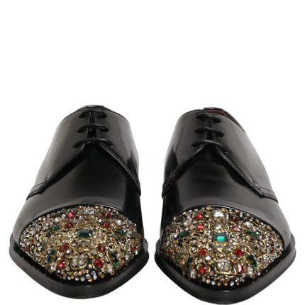 Dolce & Gabbana Black Embellished Derby Dress Formal Shoes