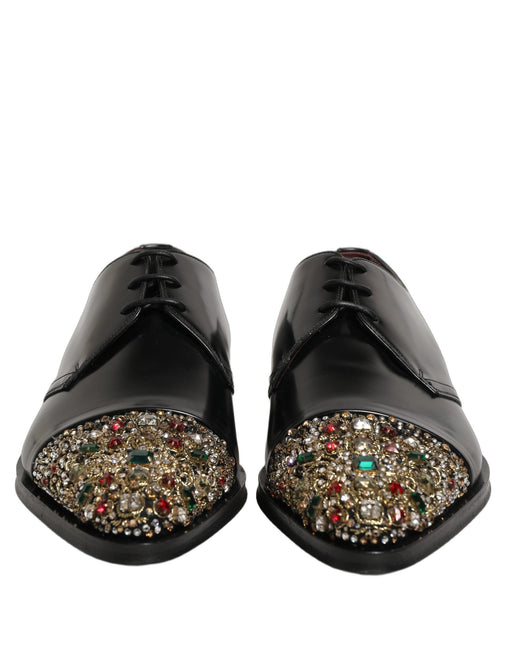 Dolce & Gabbana Black Embellished Derby Dress Formal Shoes
