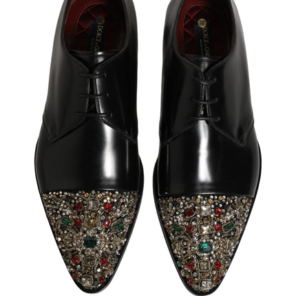 Dolce & Gabbana Black Embellished Derby Dress Formal Shoes