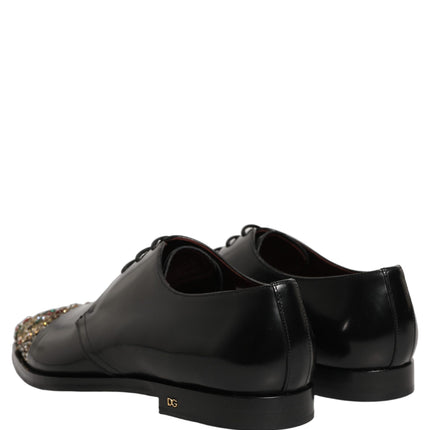 Dolce & Gabbana Black Embellished Derby Dress Formal Shoes