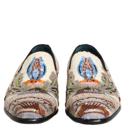 Dolce & Gabbana Multicolor Sequin Embroidered Loafers Shoes
