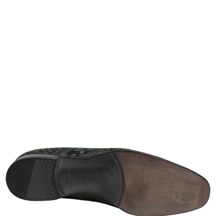 Dolce & Gabbana Black Floral Brocade Slip On Loafers Shoes