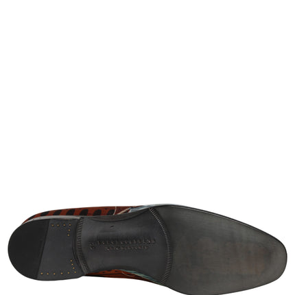 Dolce & Gabbana Multicolor Lion Print Slip On Loafers Shoes