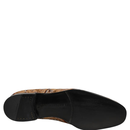 Dolce & Gabbana Beige Brocade Men Slip On Dress Loafers Shoes