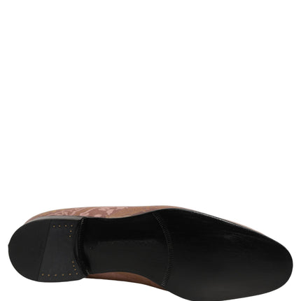 Dolce & Gabbana Pink Brocade Men Slip On Dress Loafers Shoes