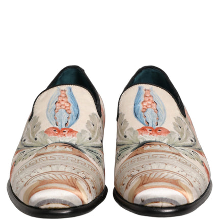 Dolce & Gabbana White Floral Vase Slip On Dress Loafers Shoes
