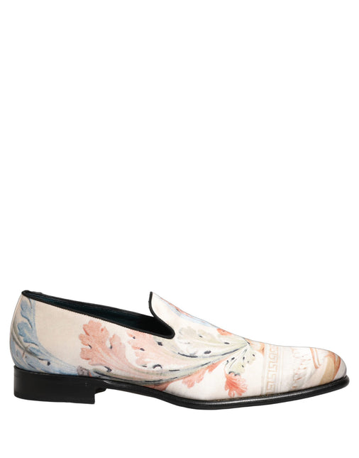 Dolce & Gabbana White Floral Vase Slip On Dress Loafers Shoes