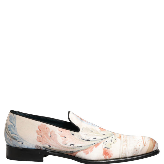 Dolce & Gabbana White Floral Vase Slip On Dress Loafers Shoes