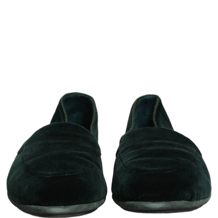Dolce & Gabbana Green Velvet Slip On Men Flats Loafers Shoes
