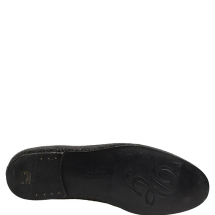Dolce & Gabbana Black Crystal Embellished Men Loafers Shoes