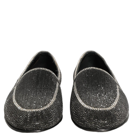 Dolce & Gabbana Black Crystal Embellished Men Loafers Shoes