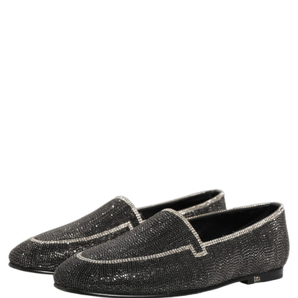 Dolce & Gabbana Black Crystal Embellished Men Loafers Shoes