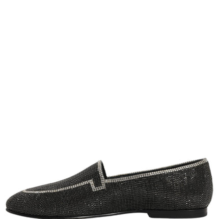 Dolce & Gabbana Black Crystal Embellished Men Loafers Shoes
