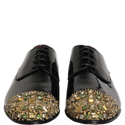 Dolce & Gabbana Black Embellished Men Derby Dress Formal Shoes