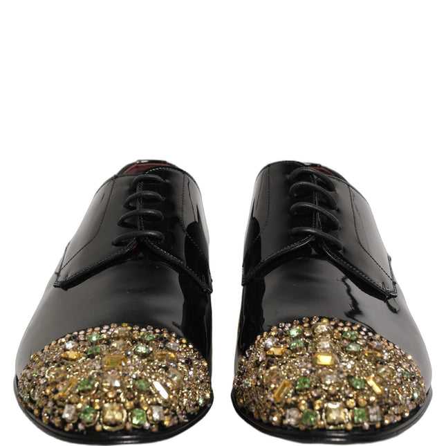 Dolce & Gabbana Black Embellished Men Derby Dress Formal Shoes