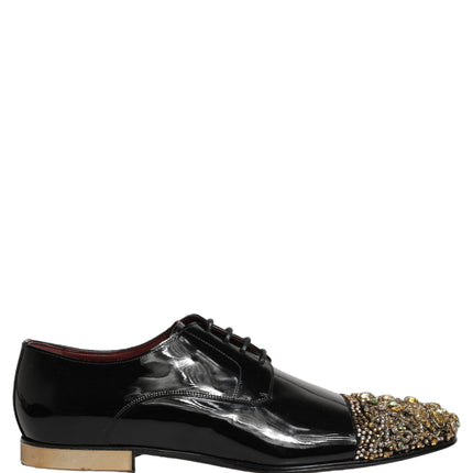 Dolce & Gabbana Black Embellished Men Derby Dress Formal Shoes