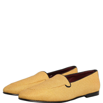 Dolce & Gabbana Yellow Woven Men Slip On Dress Loafers Shoes