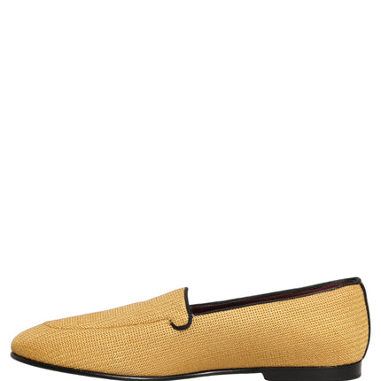 Dolce & Gabbana Yellow Woven Men Slip On Dress Loafers Shoes