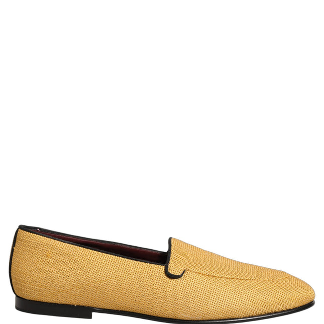 Dolce & Gabbana Yellow Woven Men Slip On Dress Loafers Shoes