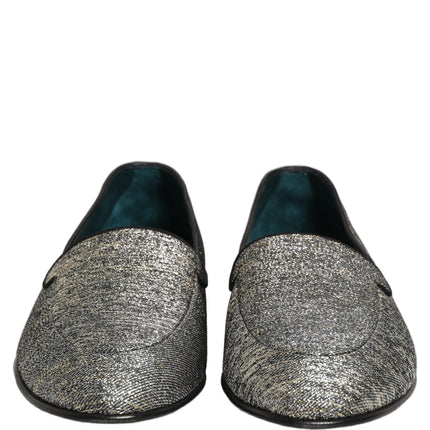 Dolce & Gabbana Gray Lurex Glitter Men Dress Loafers Shoes