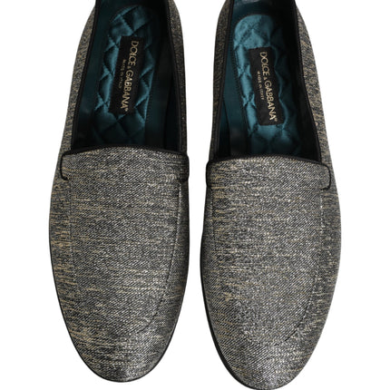 Dolce & Gabbana Gray Lurex Glitter Men Dress Loafers Shoes