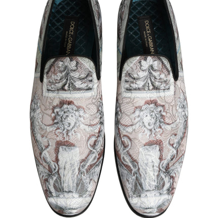 Dolce & Gabbana Multicolor Velvet Baroque Dress Loafers Shoes