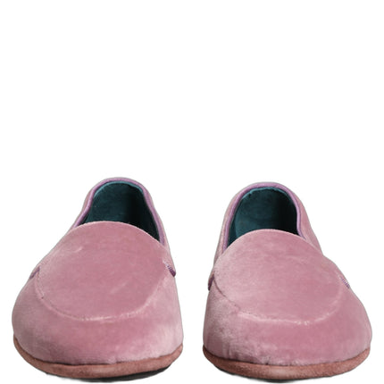 Dolce & Gabbana Pink Velvet Slip On Men Flats Loafers Shoes