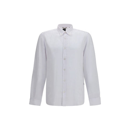 Hugo Boss Black White Linen Dress Shirt