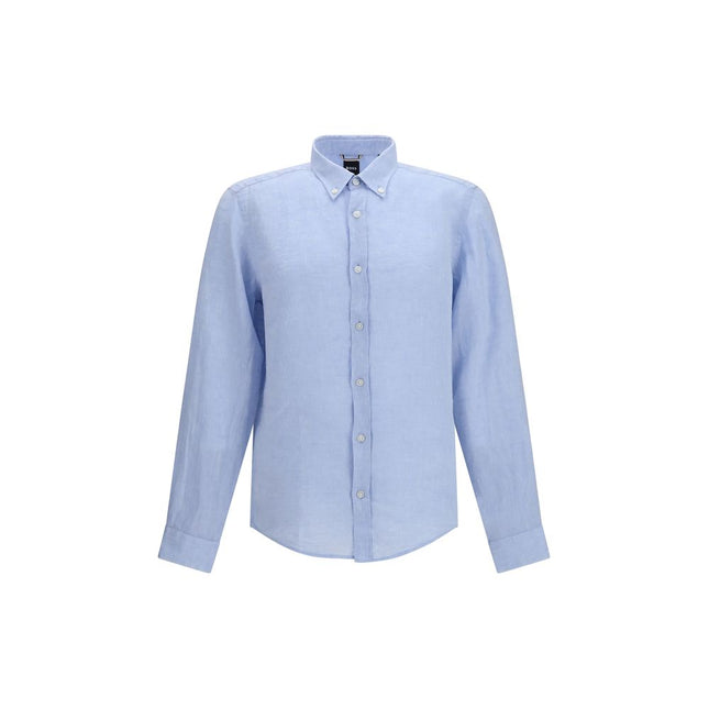 Hugo Boss Black Blue Linen Dress Shirt