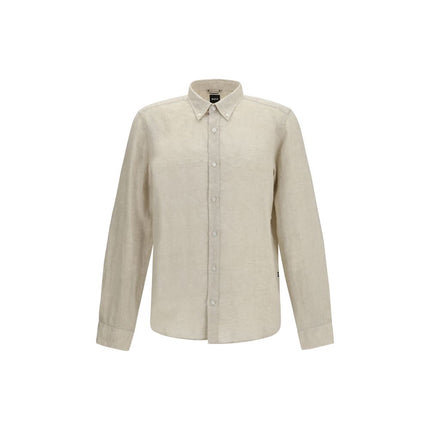 Hugo Boss Black Beige Linen Dress Shirt