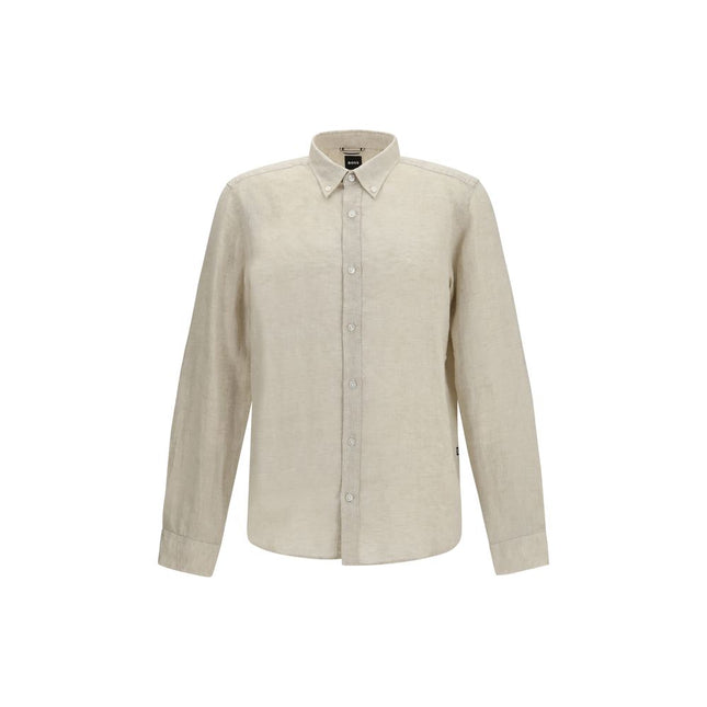 Hugo Boss Black Beige Linen Dress Shirt
