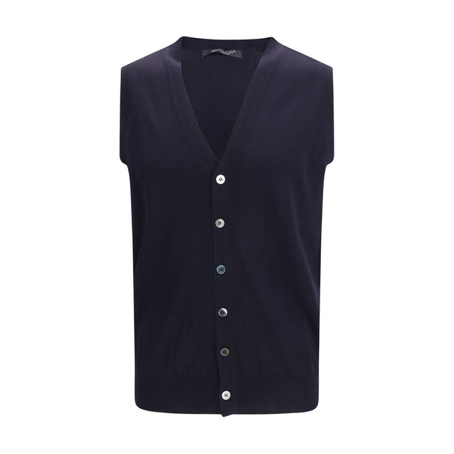 Aragona Cashmere Blue Wool Oves Aries Sleeveles Sweater
