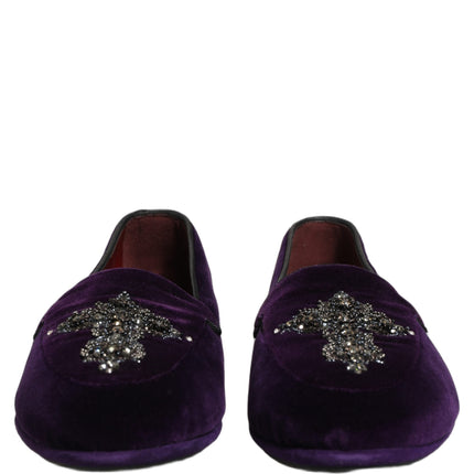 Dolce & Gabbana Violet Suede Embellished Dress Loafers Shoes