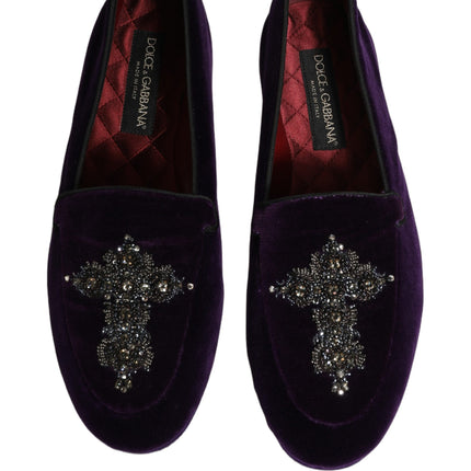 Dolce & Gabbana Violet Suede Embellished Dress Loafers Shoes