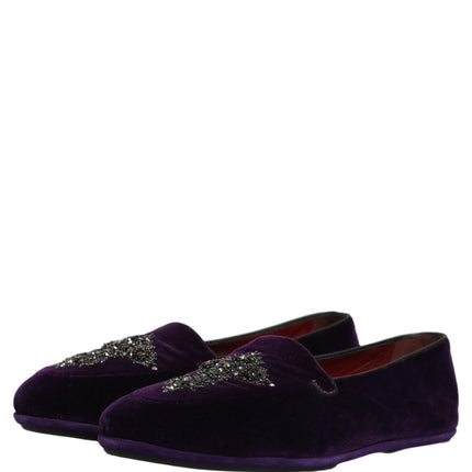 Dolce & Gabbana Violet Suede Embellished Dress Loafers Shoes