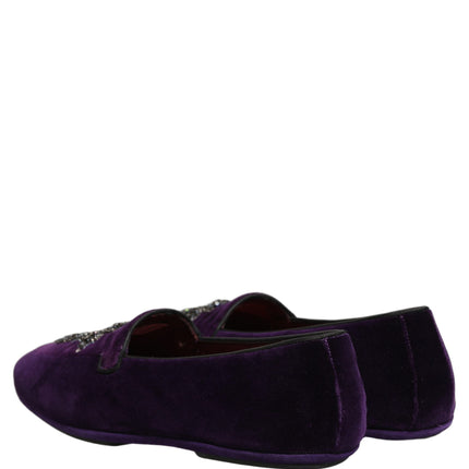 Dolce & Gabbana Violet Suede Embellished Dress Loafers Shoes