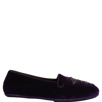 Dolce & Gabbana Violet Suede Embellished Dress Loafers Shoes