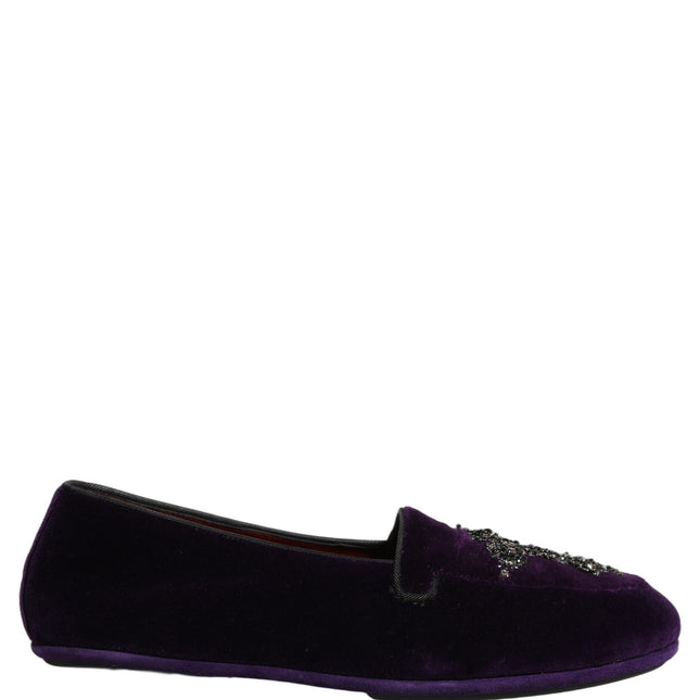 Dolce & Gabbana Violet Suede Embellished Dress Loafers Shoes