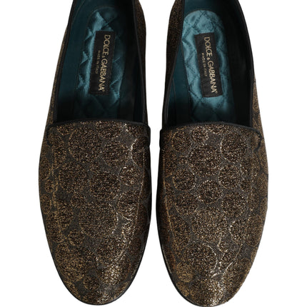 Dolce & Gabbana Gold Lurex Glitter Men Slip On Loafers Shoes