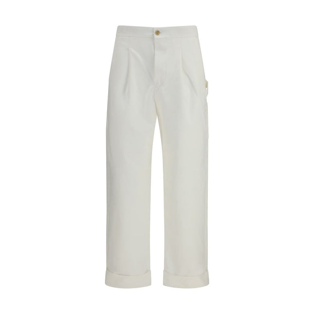 Umit Benan White Cotton Casual Pants
