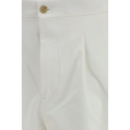 Umit Benan White Cotton Casual Pants